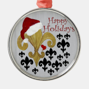 Santa Lilie, Schwarz und Gold Weihnachten Silbernes Ornament