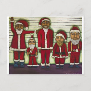 Santa Line Up Feiertagspostkarte