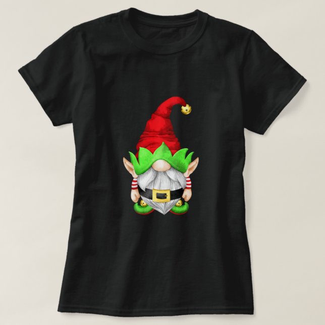 Santa Little Helper mit Elf Ohren Frohes Weihnacht T-Shirt (Design vorne)
