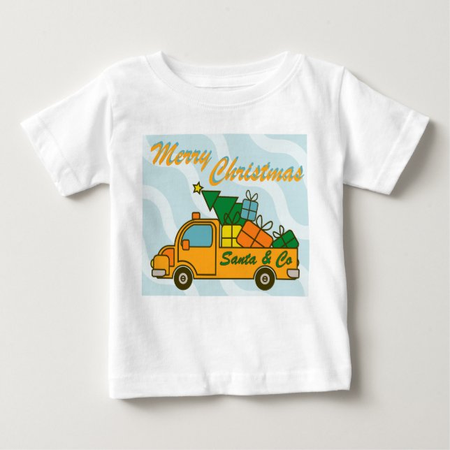 Santa LKW Seitenansicht Frohe Weihnachten Baby T-shirt (Vorderseite)