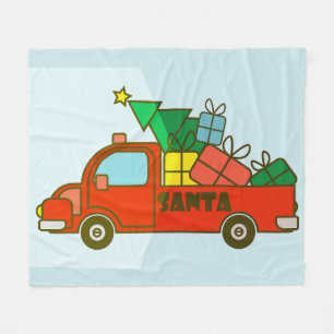 Santa LKW Seitenansicht Frohe Weihnachten Fleecedecke