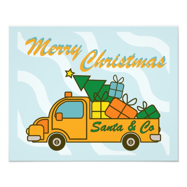 Santa LKW Seitenansicht Frohe Weihnachten Fotodruck (Vorne)