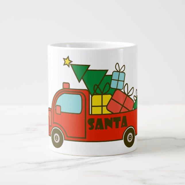 Santa LKW Seitenansicht Frohe Weihnachten Jumbo-Tasse (Vorderseite)