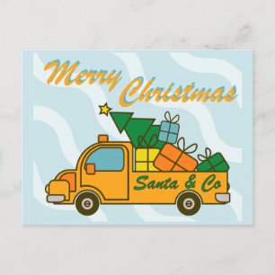 Santa LKW Seitenansicht Frohe Weihnachten Postkarte