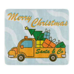 Santa LKW Seitenansicht Frohe Weihnachten Schneidebrett