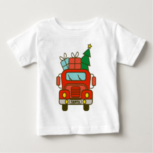 Santa LKW Vorderansicht Frohe Weihnachten Baby T-shirt