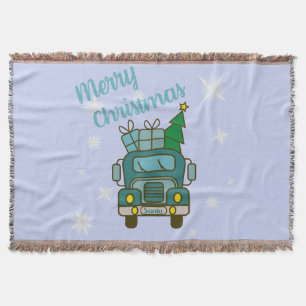 Santa LKW Vorderansicht Frohe Weihnachten Decke