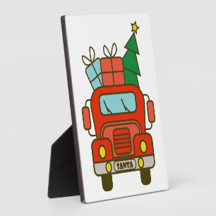 Santa LKW Vorderansicht Frohe Weihnachten Fotoplatte