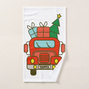 Santa LKW Vorderansicht Frohe Weihnachten Handtuch