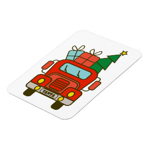 Santa LKW Vorderansicht Frohe Weihnachten Magnet
