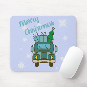 Santa LKW Vorderansicht Frohe Weihnachten Mousepad