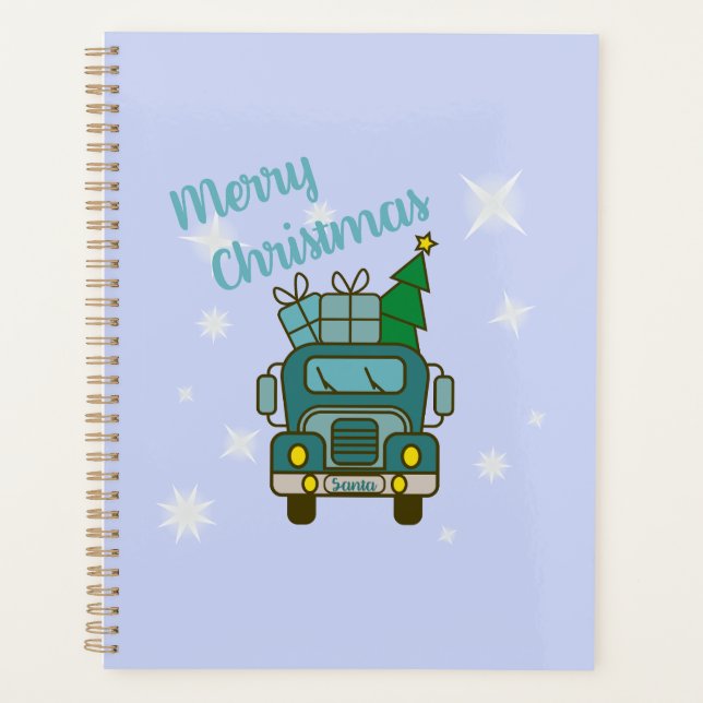 Santa LKW Vorderansicht Frohe Weihnachten Planer (Vorderseite)