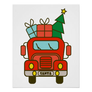 Santa LKW Vorderansicht Frohe Weihnachten Poster