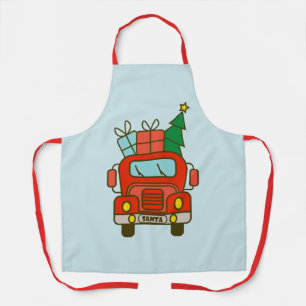 Santa LKW Vorderansicht Frohe Weihnachten Schürze