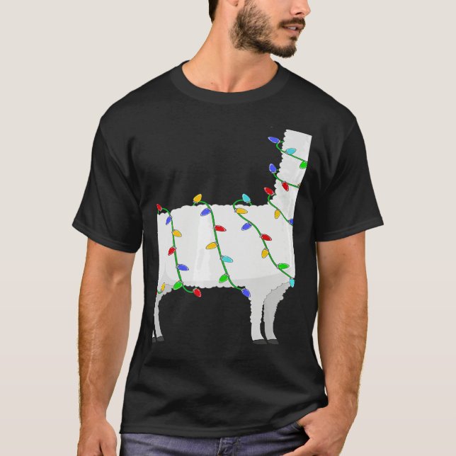 Santa Llama Christmas Lights Llama Xmas T-Shirt (Vorderseite)