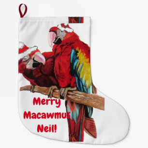 Santa Macaws Macaw Papagei Weihnachtsfest Strumpf Großer Weihnachtsstrumpf