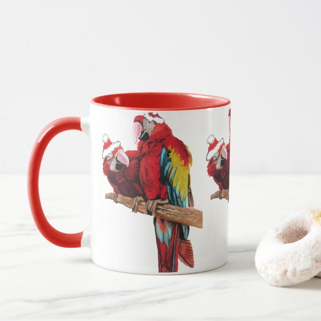 Santa Macaws Tasse Red (Mit Donut)