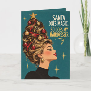 Santa macht magische Frisuren Weihnachtskarte Karte