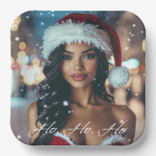 Santa Mädchen - Ho Ho Ho - Weihnachten Pappteller