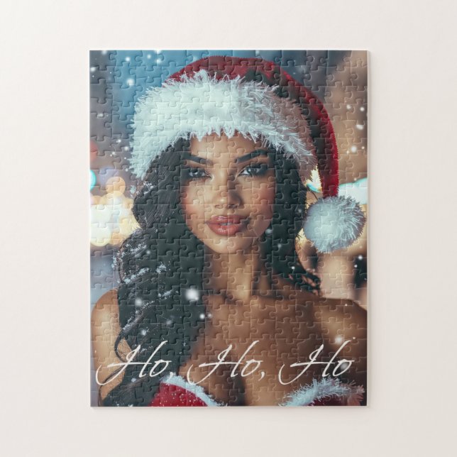 Santa Mädchen - Ho Ho Ho - Weihnachten Puzzle (Vertikal)
