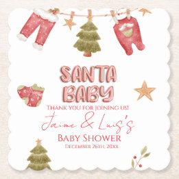 Santa Mädchen Junge Feiertag Baby Shower Untersetzer