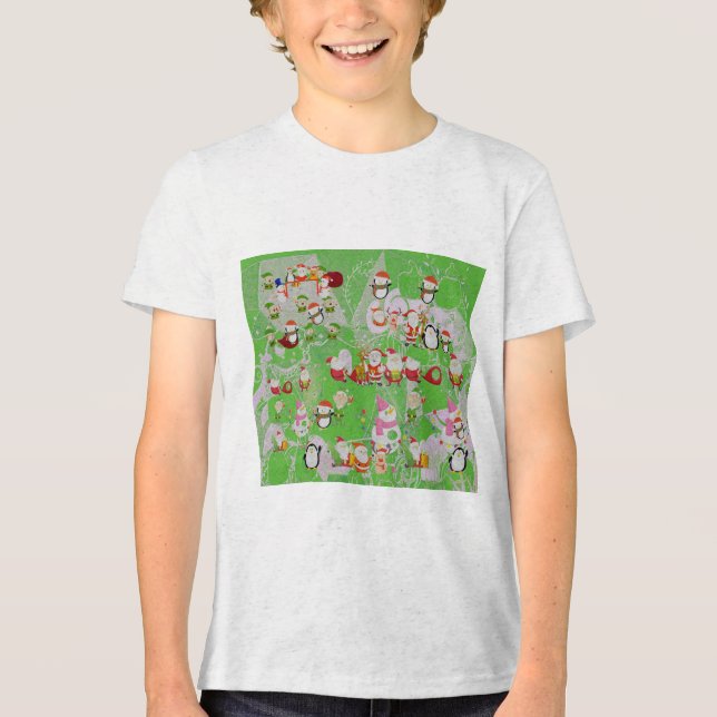 Santa Magical Green New Jahre Tri-Blend Shirt (Vorderseite)