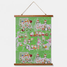 Santa Magical Green New Jahre Wandteppich Mit Holzrahmen