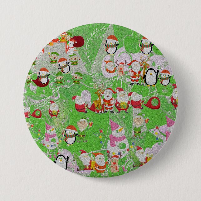 Santa Magical Green New Year Button (Vorderseite)