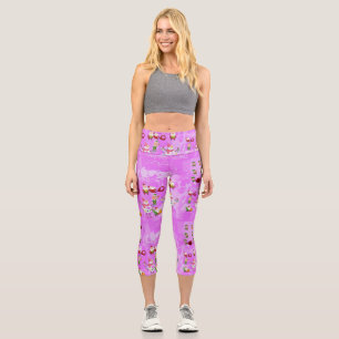 Santa Magical Pink New Jahre Capri Leggings
