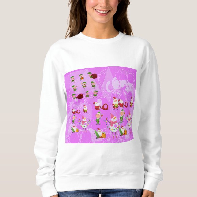 Santa Magical Pink New Jahre Sweatshirt (Vorderseite)