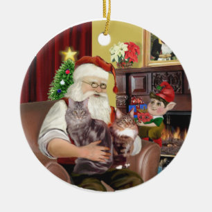 Santa - Maine-Coon-Katze 10 Keramikornament