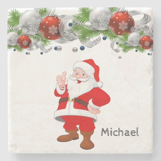 Santa Marble Stone Untersetzer Weihnachten (Vorderseite)