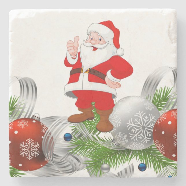 Santa Marble Stone Untersetzer Weihnachten (Vorderseite)