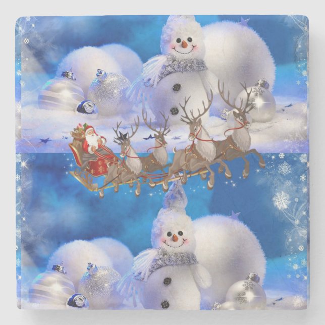 Santa Marble Stone Untersetzer Weihnachten (Vorderseite)