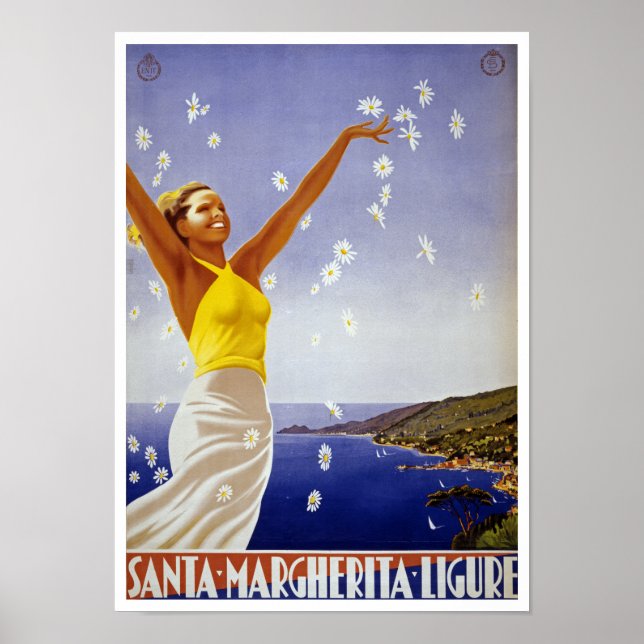 Santa Margherita Ligure mit Daisies Poster (Vorne)
