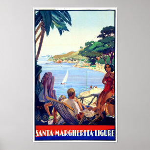 Santa Margherita Ligure Vintage Plakat restauriert