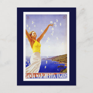 "Santa Margherita, Liguria Vintage Travel Poster Postkarte