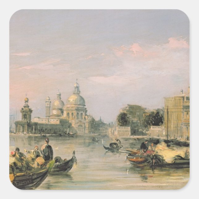 Santa Maria della Salute, Venedig, 19. Jahrhundert Quadratischer Aufkleber (Vorderseite)