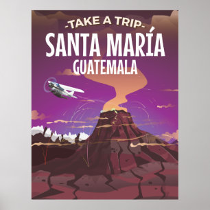 Santa María Guatemala Vintage Reiseplakat. Poster