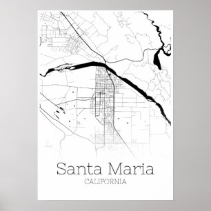 Santa Maria Karte - Kalifornien - City Map Poster