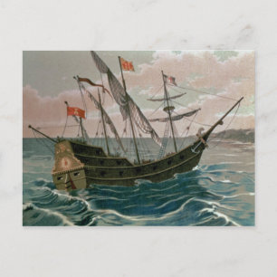 Santa Maria nähert sich der Küste des neuen W Postkarte