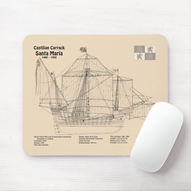 Santa Maria - Schiffsplänen SD Mousepad (Mit Mouse)