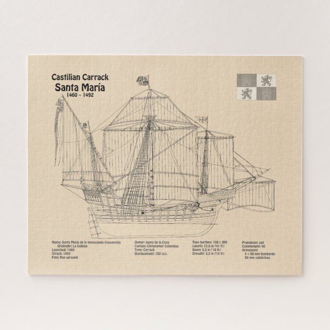 Santa Maria - Schiffsplänen SD Puzzle (Horizontal)