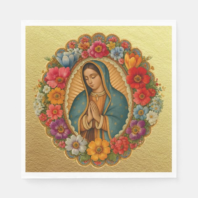 Santa Maria, Virgen de Guadalupe Mother Mary Roses Serviette (Vorderseite)
