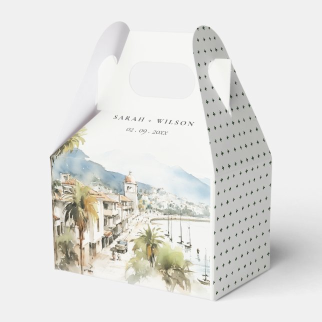 Santa Marta Colombia Watercolor Landscape Wedding Geschenkschachtel (Vorderseite)