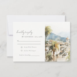 Santa Marta Colombia Watercolor Landscape Wedding RSVP Karte