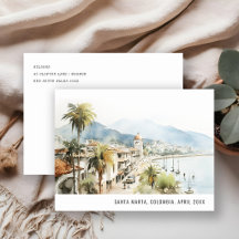 Santa Marta Kolumbien Aquarell-Landschaft Reise