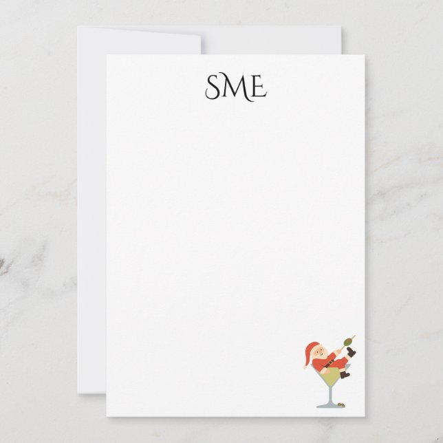 Santa Martini Monogram Thank You Cards Einladung (Vorderseite)