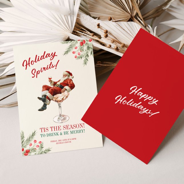 Santa Martini Weihnachtsfeier Einladung (Santa Martini Christmas Holiday Invitation)