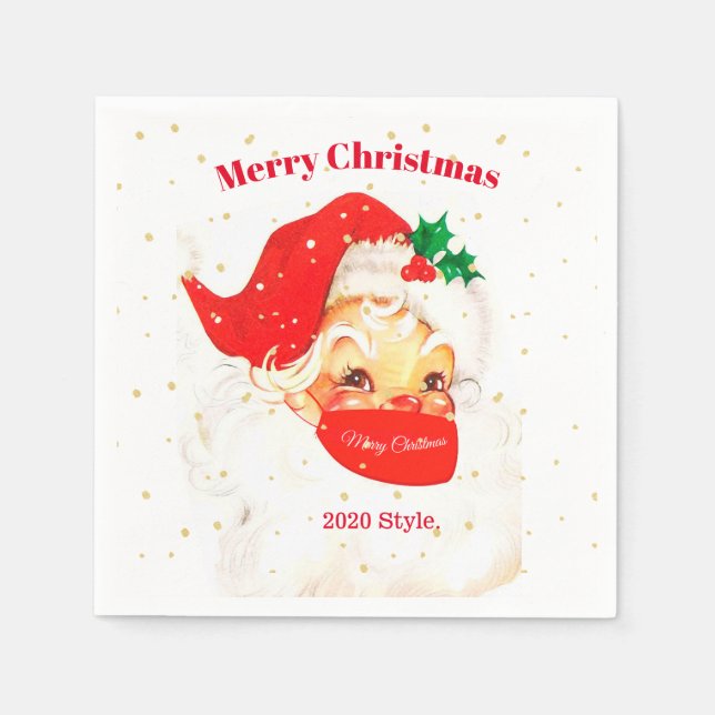 Santa Mask Frohe Weihnachten soziale Distanz Serviette (Vorderseite)